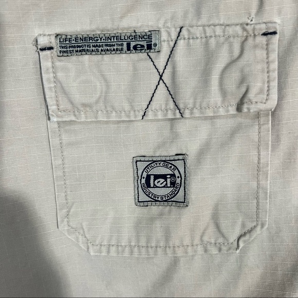 L.E.I. Y2K Vintage Ripstop Shorts with Roll Tabs Light Tan Sz 9 - Picture 6 of 12